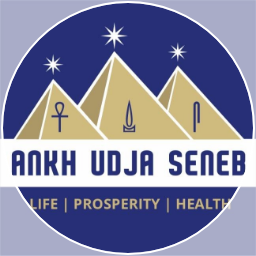 A blue and white logo of ankh udja seneb