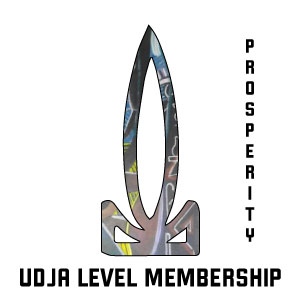 A logo of the udja level membership.